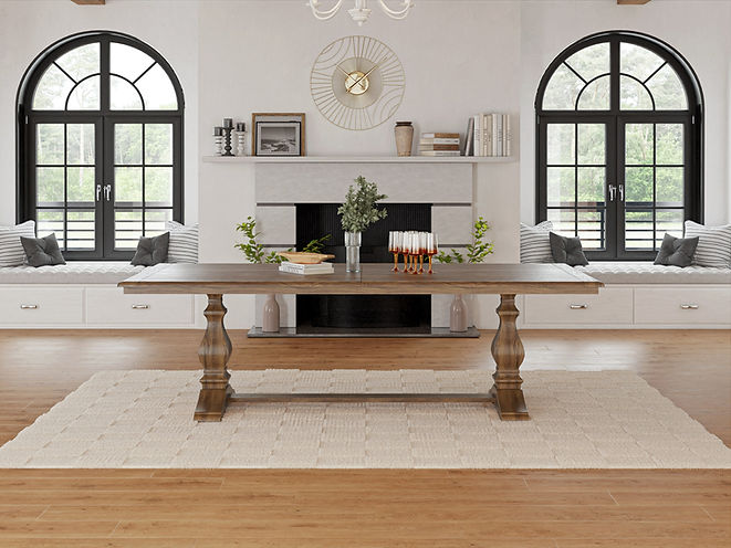 The Kensington | Oak Heirloom Pedestal Trestle Dining Table (Extendable)