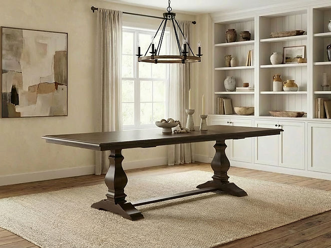 The Kensington | Oak Heirloom Pedestal Trestle Dining Table (Extendable)