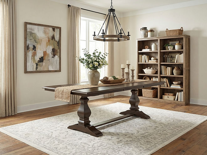 The Kensington | Oak Heirloom Pedestal Trestle Dining Table (Extendable)