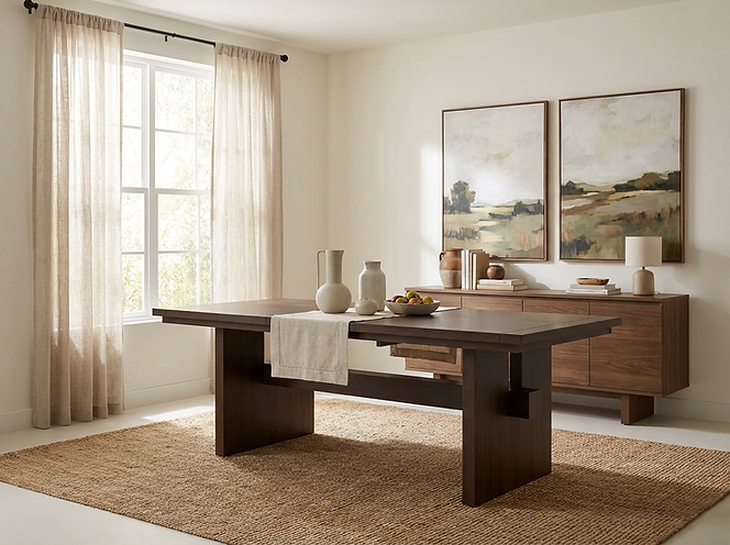 The Orion | Modern Trestle Dining Table (Extendable)