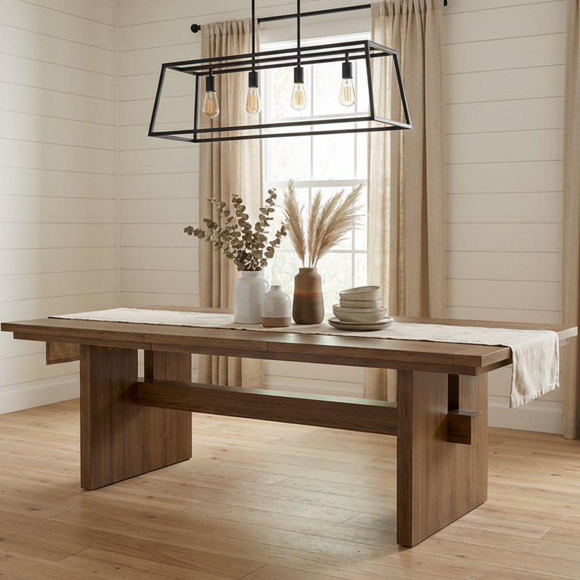 The Orion | Modern Trestle Dining Table (Extendable)