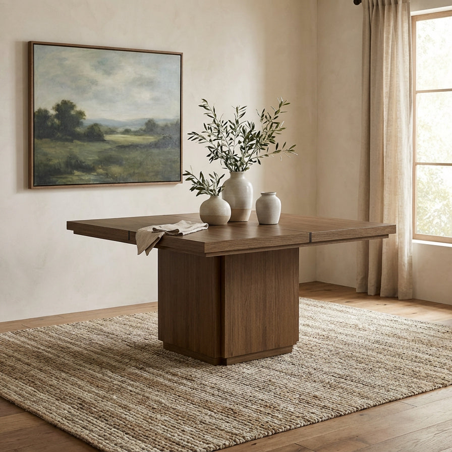 The Scholar | Modern Square Pedestal Dining Table