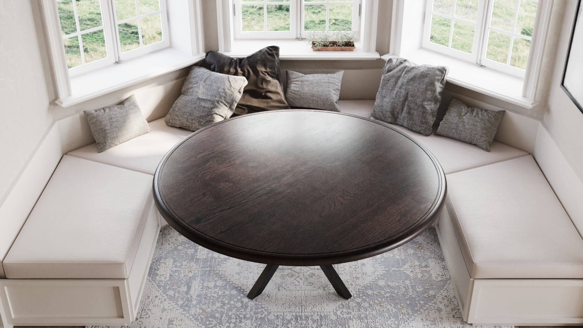The Artisan | Oak Round Dining Table w/ Steel Pedestal