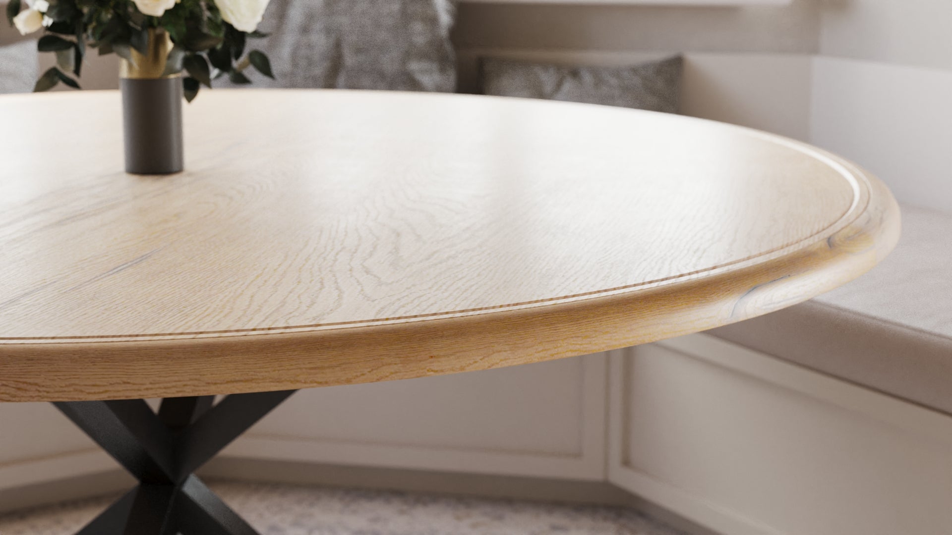 The Artisan | Oak Round Dining Table w/ Steel Pedestal