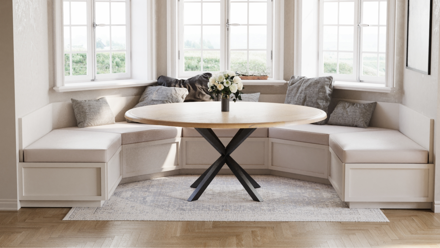 The Artisan | Oak Round Dining Table w/ Steel Pedestal