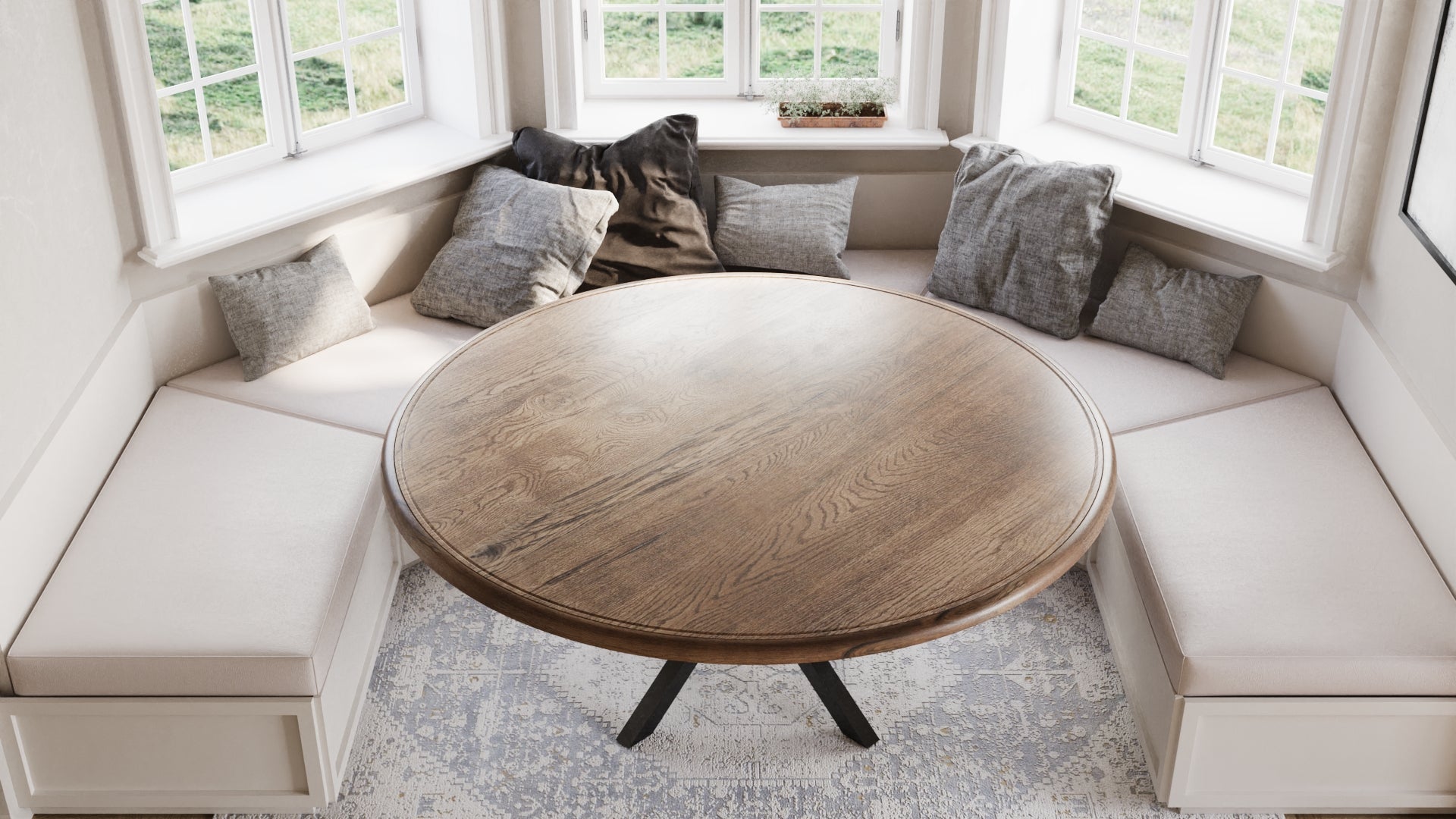 The Artisan | Oak Round Dining Table w/ Steel Pedestal