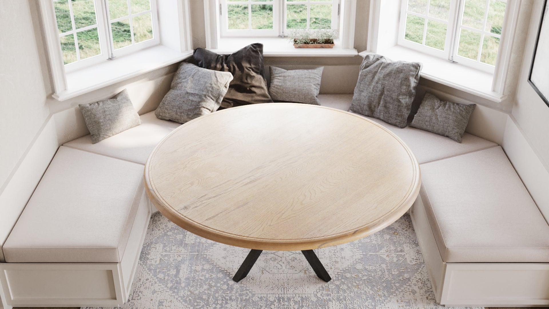 The Artisan | Oak Round Dining Table w/ Steel Pedestal