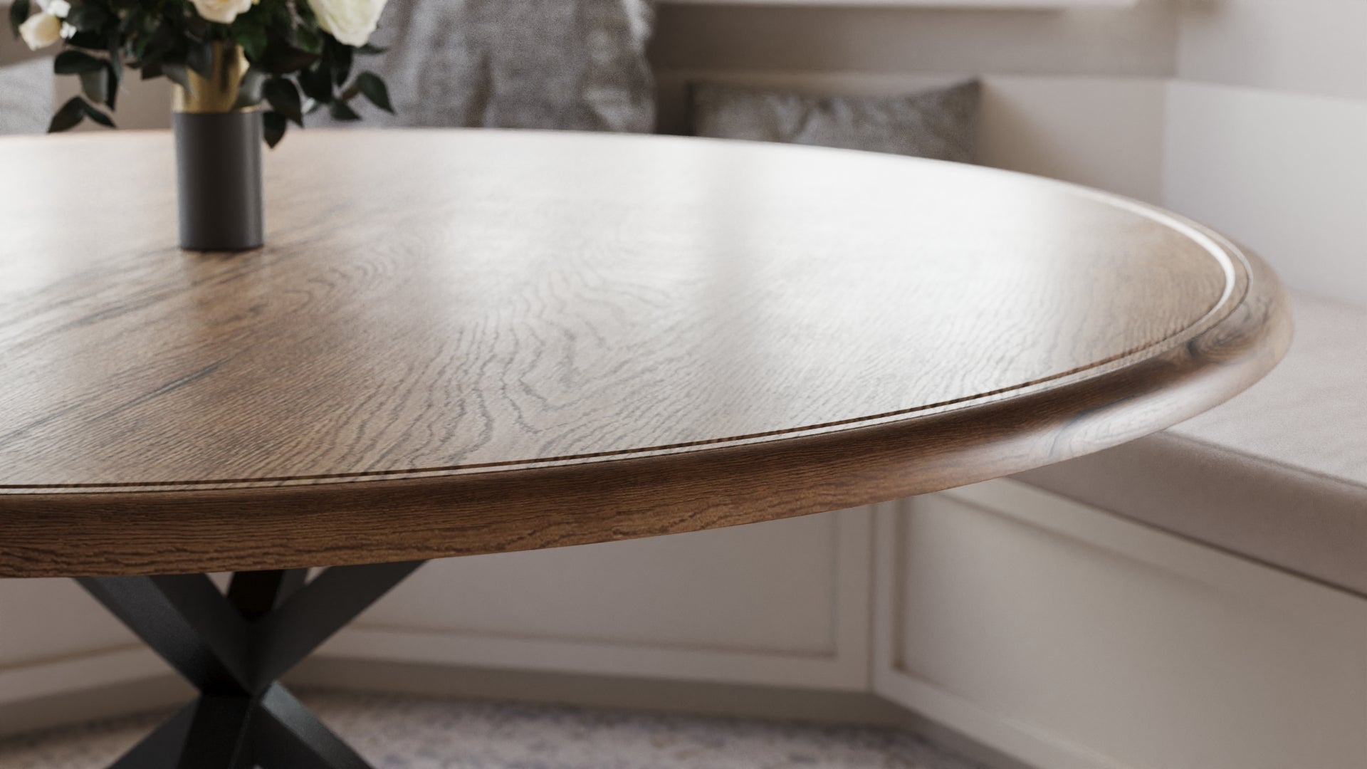 The Artisan | Oak Round Dining Table w/ Steel Pedestal