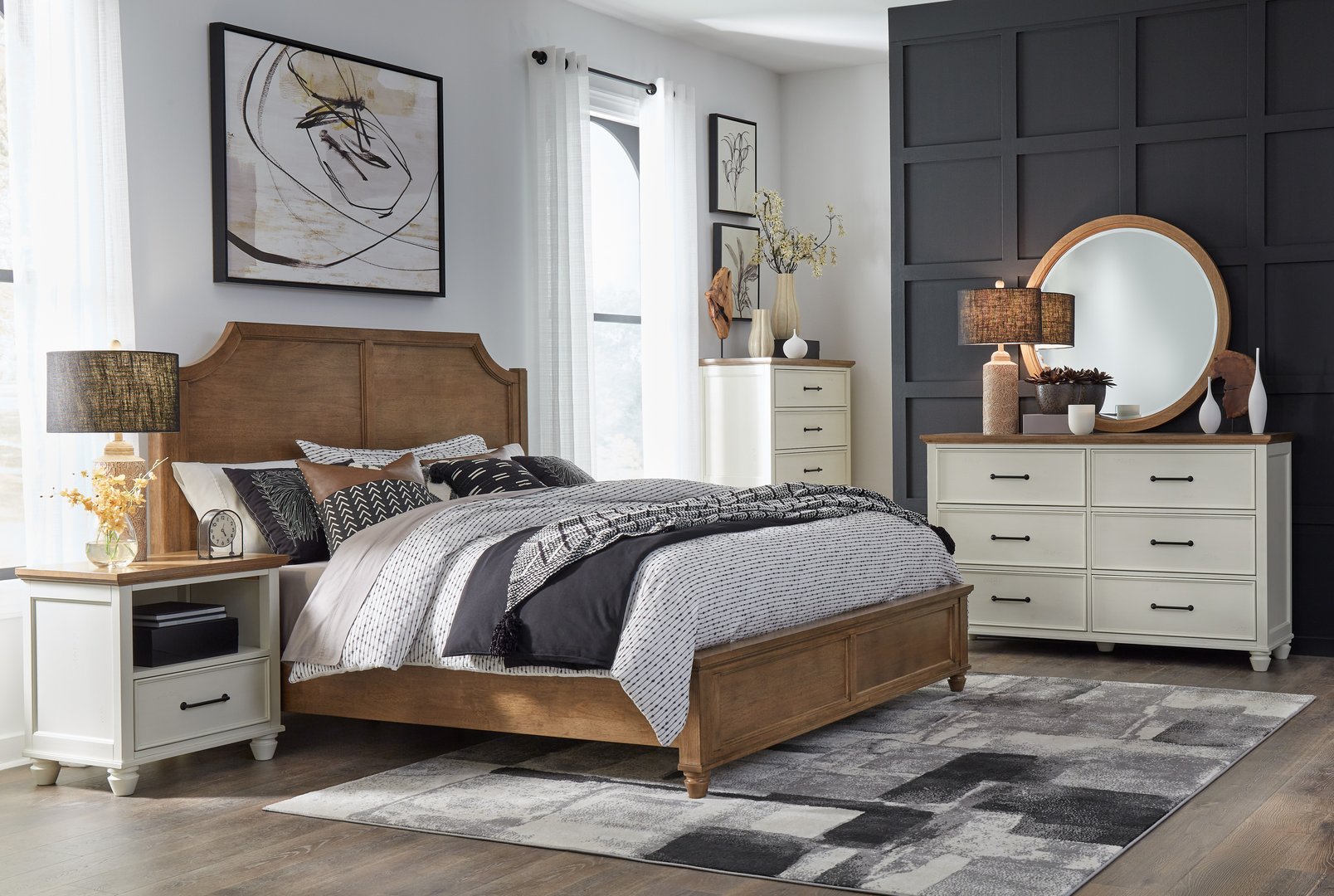 Hartford Solid Wood 6-Drawer Dresser, Coal/Hickory Hartford Solid Wood 6-Drawer Dresser, Coal/Hickory