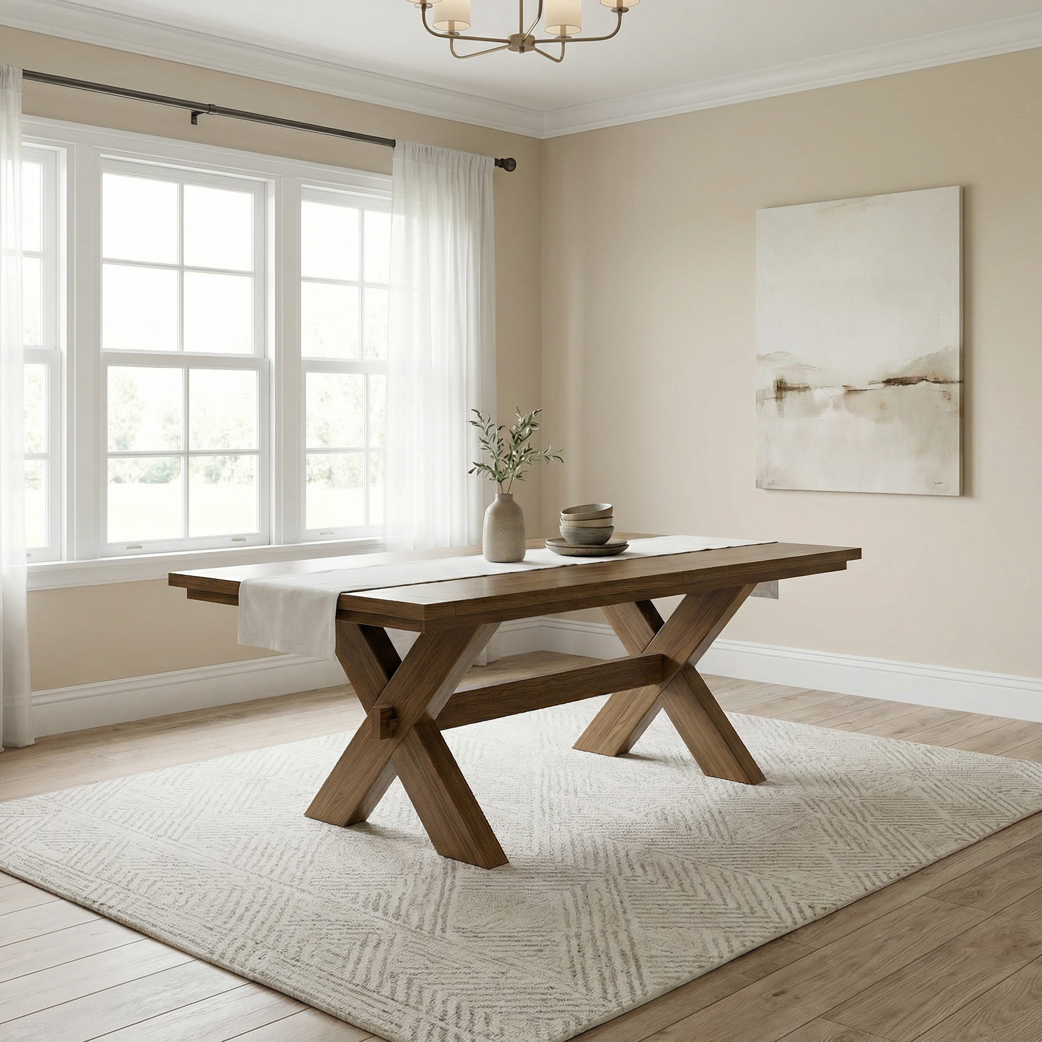 The Madeira | Farmhouse Oak Trestle Dining Table (Extendable)