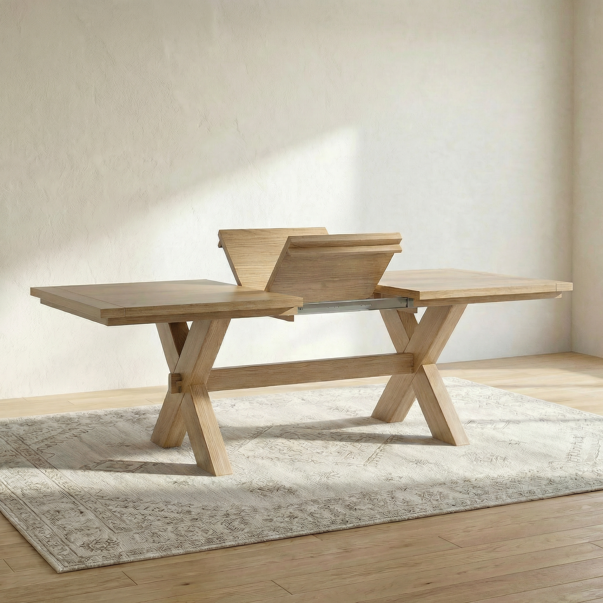 The Madeira | Farmhouse Oak Trestle Dining Table (Extendable)
