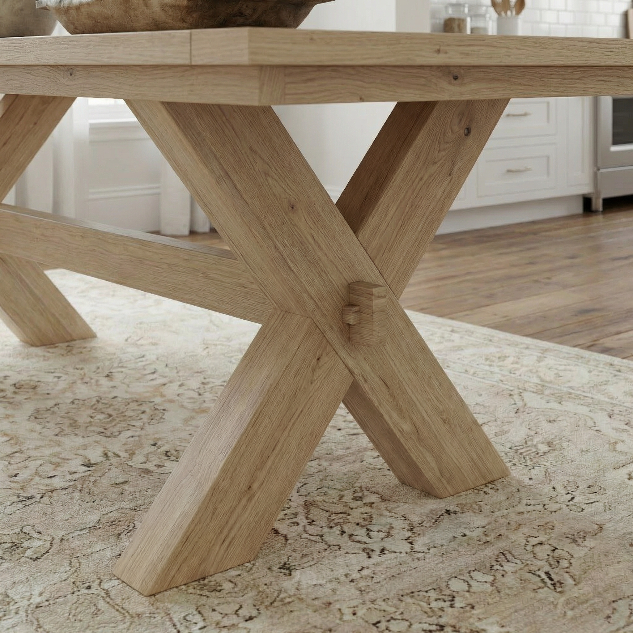 The Madeira | Farmhouse Oak Trestle Dining Table (Extendable)