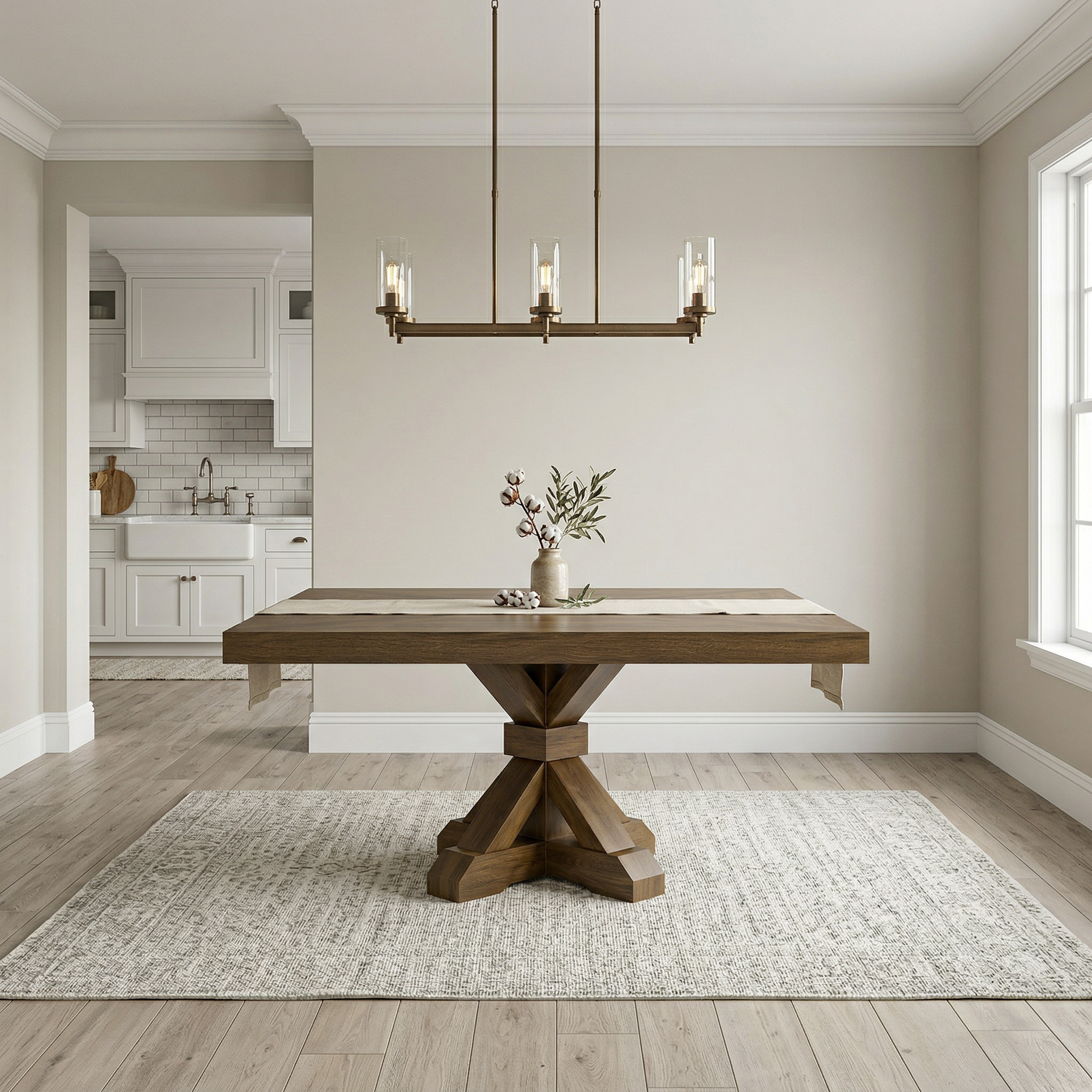 The Viking | Square Oak Pedestal Table