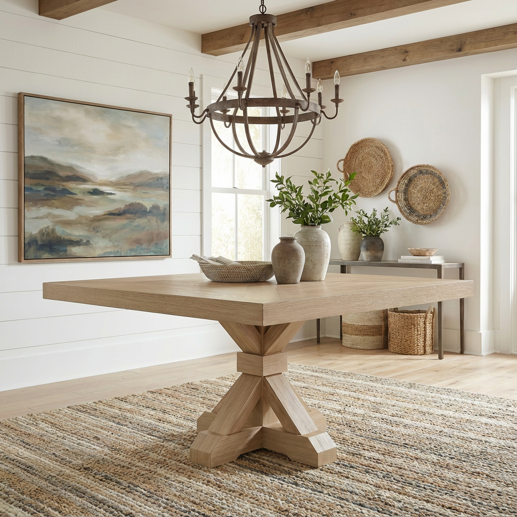 The Viking | Square Oak Pedestal Table