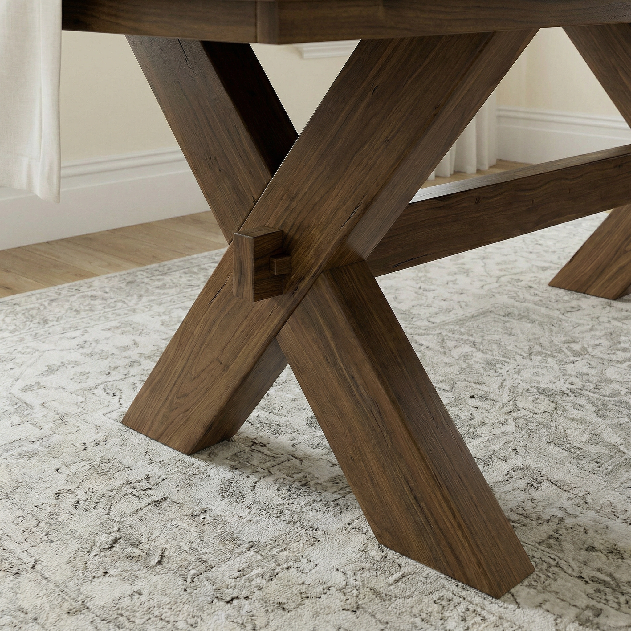 The Madeira | Farmhouse Oak Trestle Dining Table (Extendable)