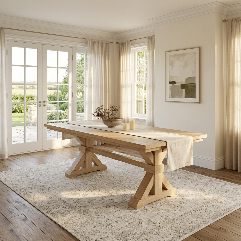 The Viking | Oak Trestle Dining Table (Extendable) – Richard & Sons The Viking | Oak Trestle Dining Table (Extendable) – Richard & Sons