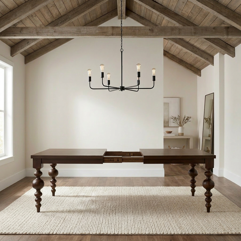 The Arcadia | Turned Leg Oak Dining Table (Extendable)