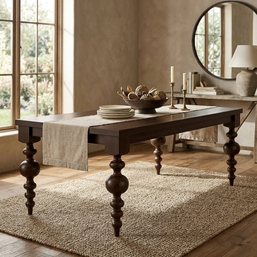 The Arcadia | Turned Leg Oak Dining Table