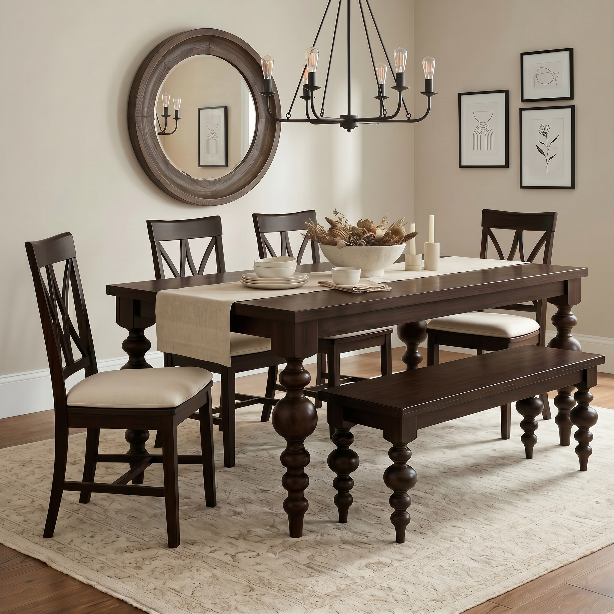 The Arcadia | Turned Leg Bench